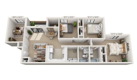 a 2400 sq ft floor plan  studio
